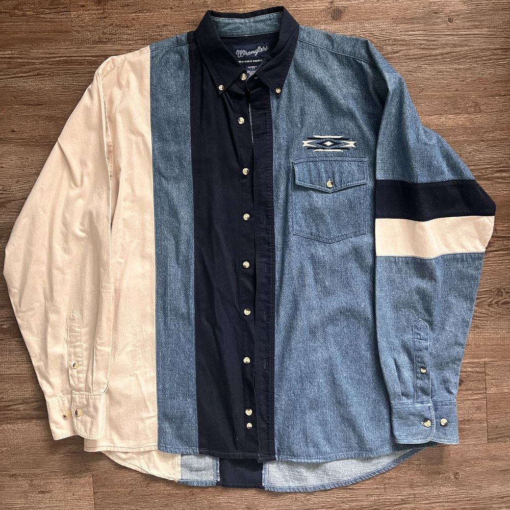 Vintage Wrangler Western Shirt Button Down Long Sleeve Denim